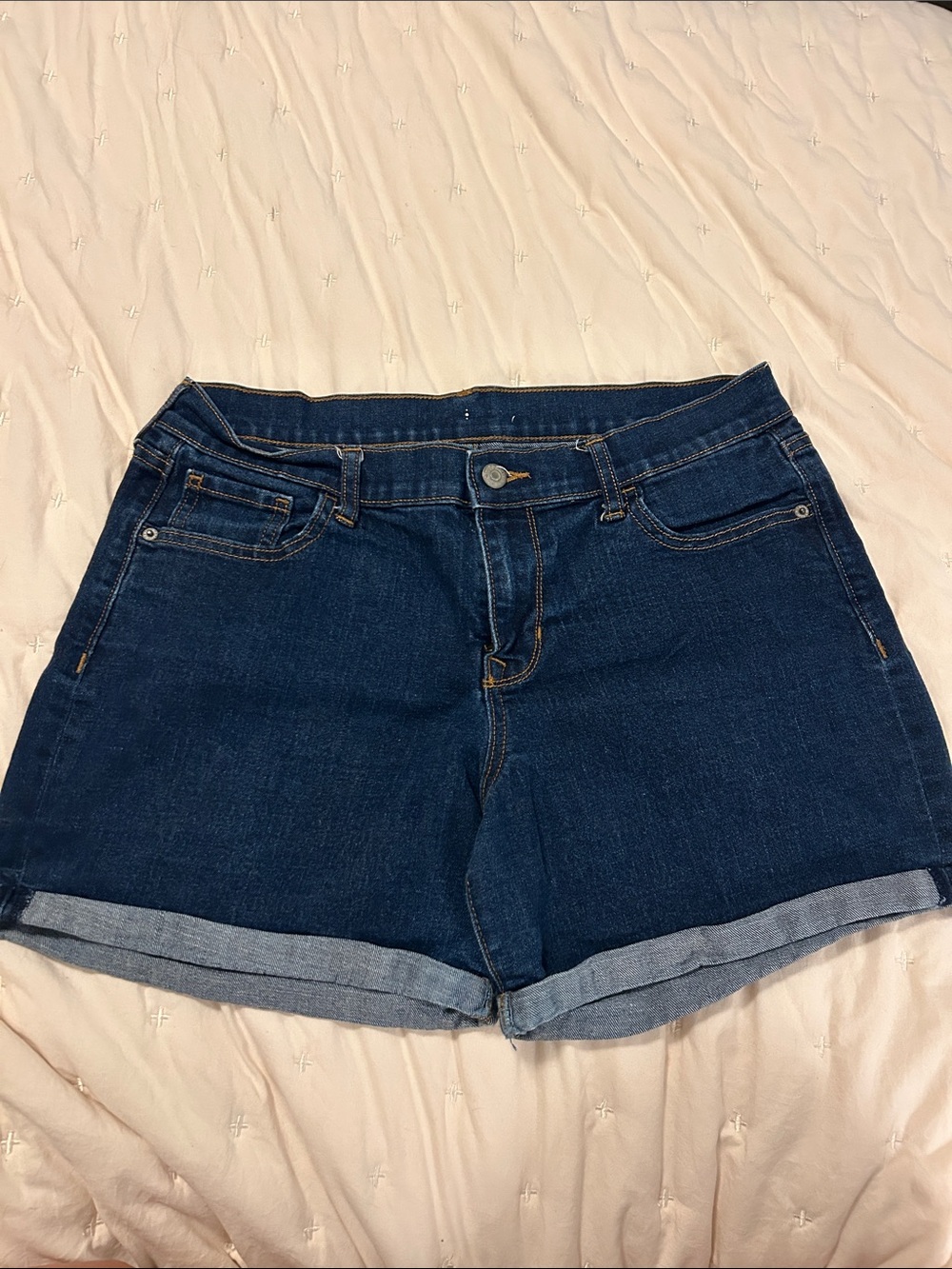 Old Navy Dark Blue Rolled Hem Denim Shorts SIZE 10 LIKE NEW